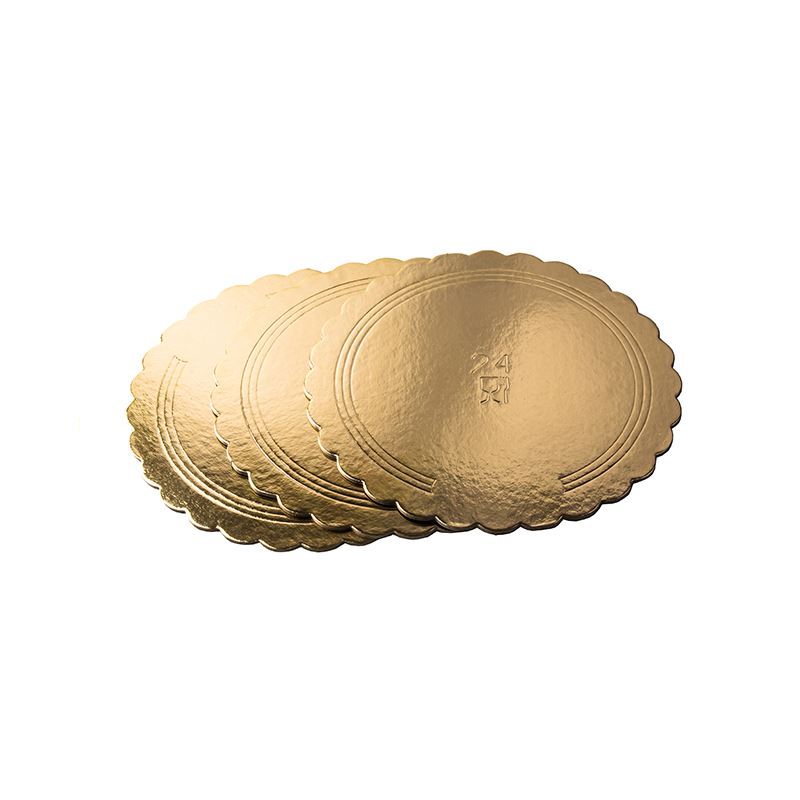 Tekturowa podkładka złota karbowana pod tort 24cm 50szt
