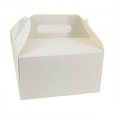 Pudełko na tort białe z rączką 22x22x12cm 25szt