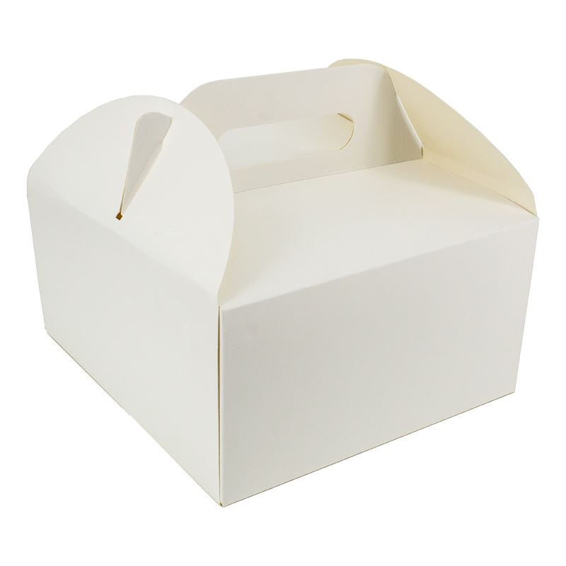 Pudełko na tort białe z rączką 22x22x12cm 25szt