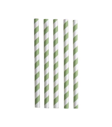 Słomki papierowe 10x197mm shake zielone paski 250szt