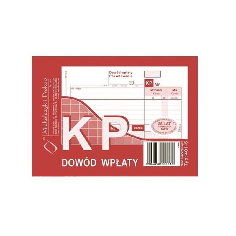 Druk KP dowód wpłaty A6