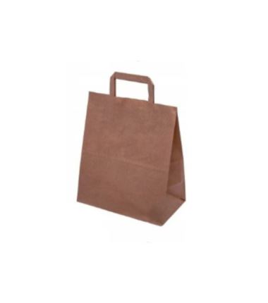 Torba papierowa brązowa z uchem płaskim 28x16x26m 25szt
