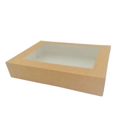 Pudełko cukiernicze 23x15x5cm kraft z oknem 100szt