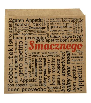 Koperta papierowa hamburger/kebab brązowa "SMACZNEGO" 175x170 200szt