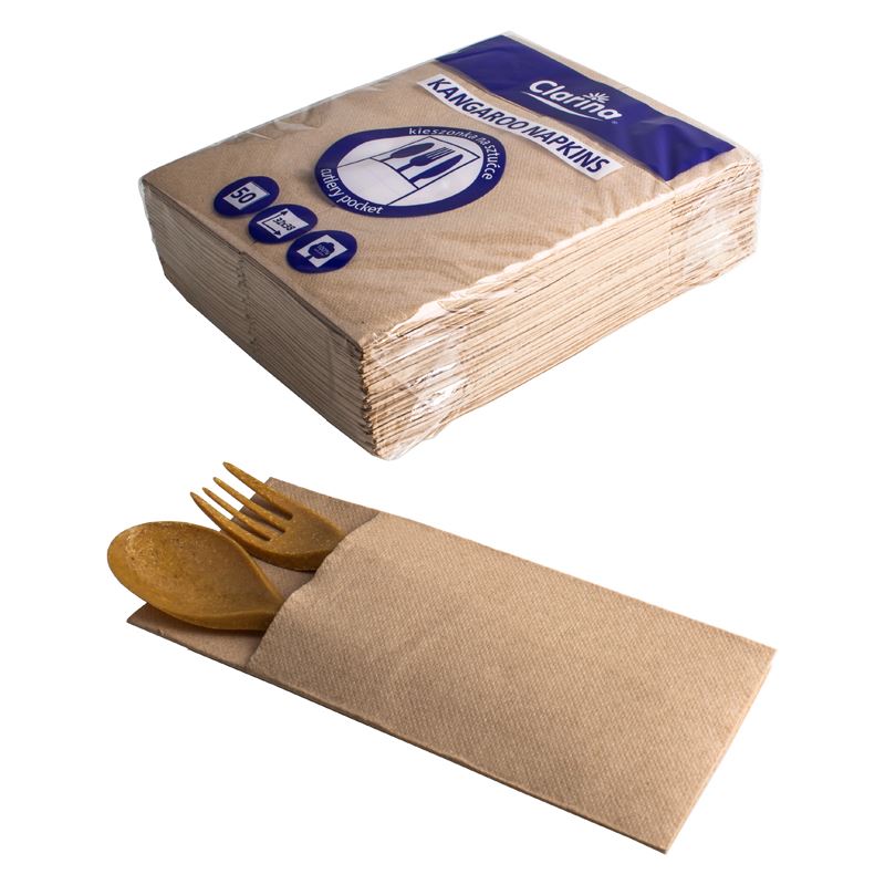 Etui na sztućce kraft "KANGUREK" serwetka 2W 50szt