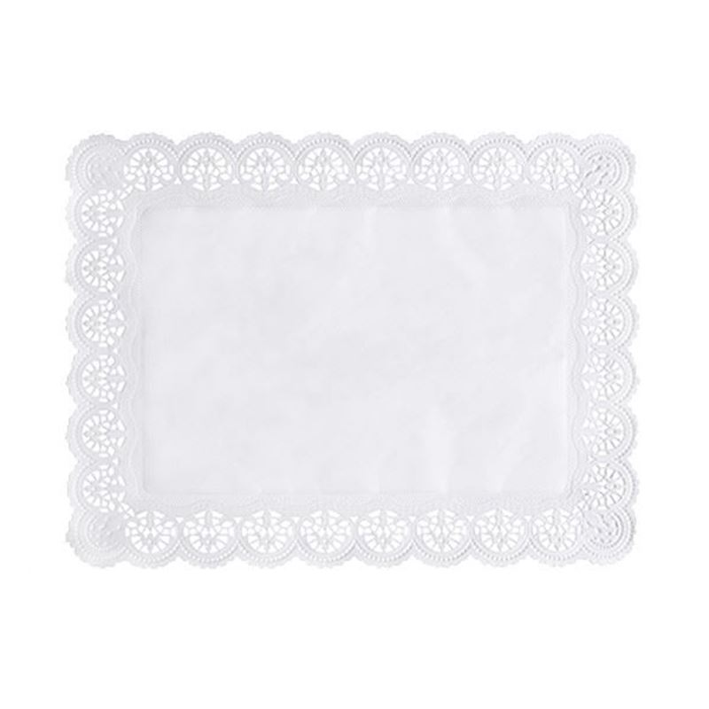 Serwetki ażurowe prostokątne białe 40x30 cm 100szt