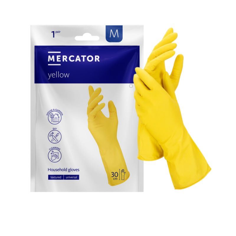 Rękawice gospodarcze gumowe M ideall yellow Mercator