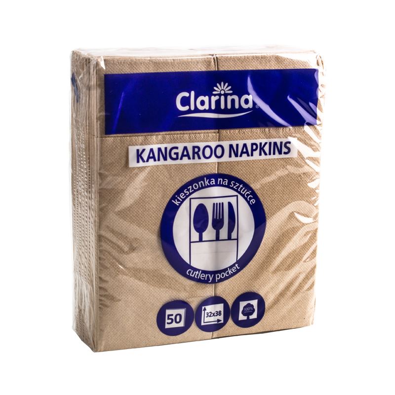 Etui na sztućce kraft "KANGUREK" serwetka 2W 50szt
