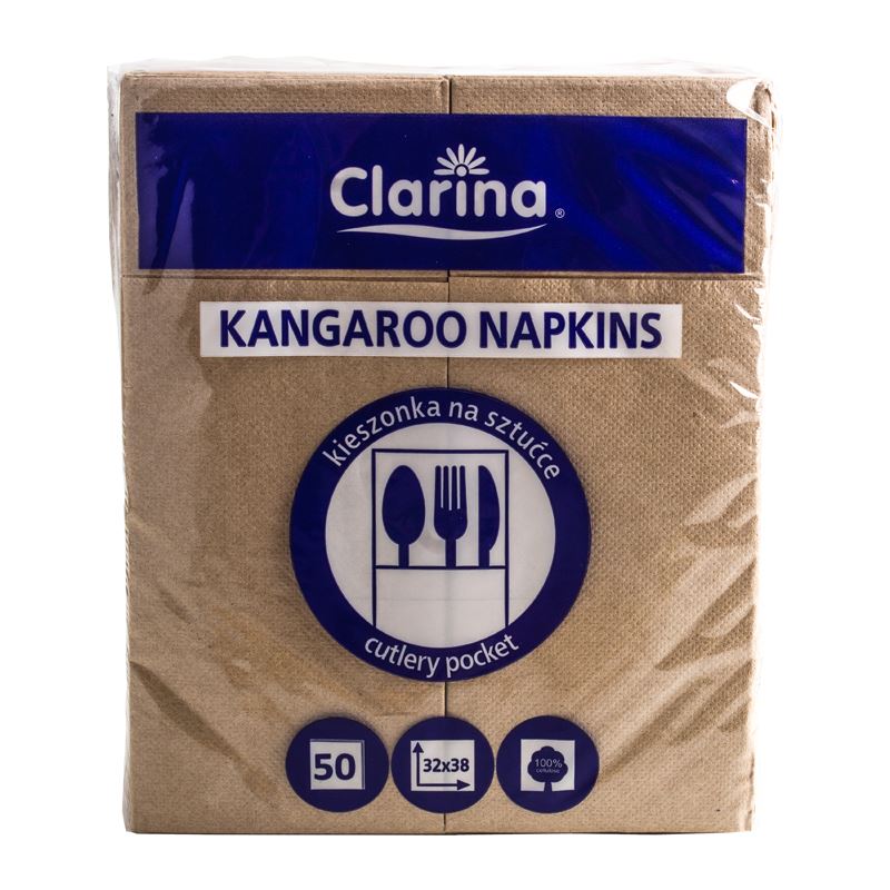 Etui na sztućce kraft "KANGUREK" serwetka 2W 50szt