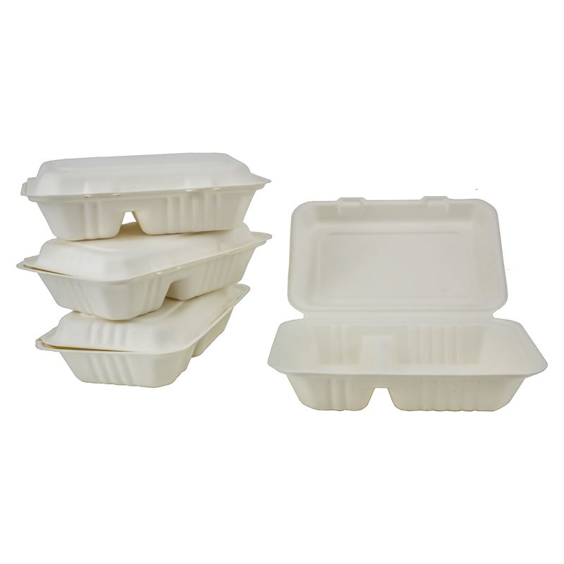 Menubox dwukomorowe opakowanie z trzciny cukrowej 230x156x65 125szt