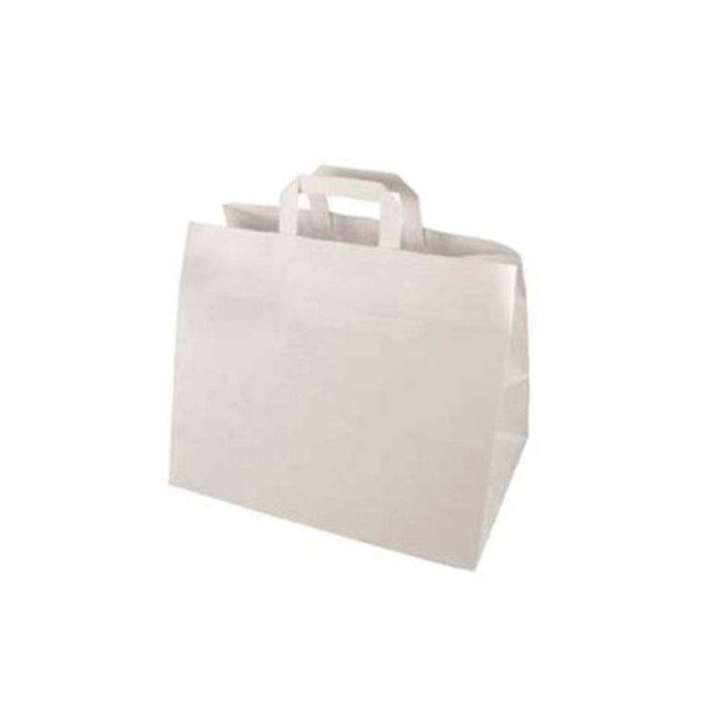 Torba papierowa biała z uchem płaskim 32x17x27cm 50szt