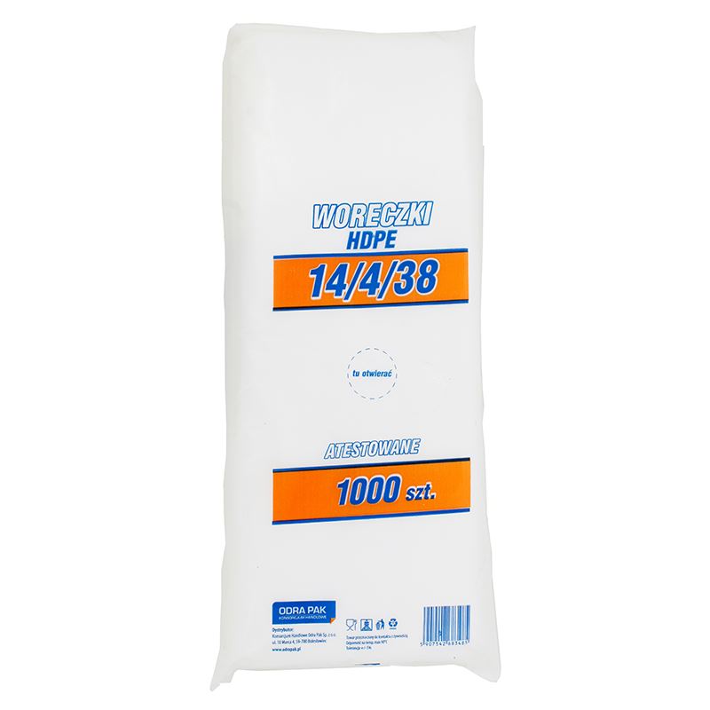 Woreczki foliowe HDPE atestowane 14x4x38 cm 800szt