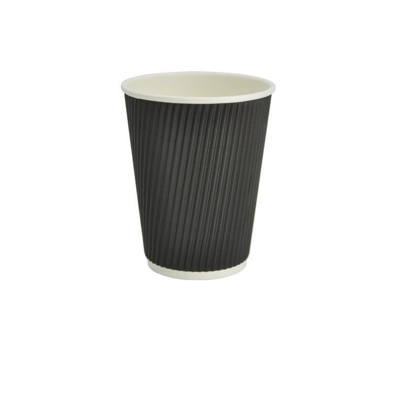 Kubek papierowy czarny 300ml karbowany 25szt Plastic Free