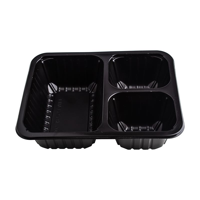 Pojemnik do zgrzewu 227x178x60 czarny 3-dzielny CHINOL żebrowany MAP3C22760RDC 320 szt