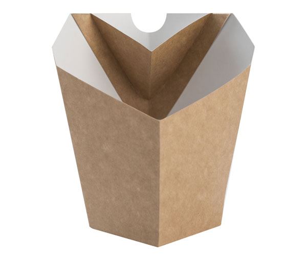 Rożek na frytki z miejscem na dip płaskie dno 70x70x75/120 100szt