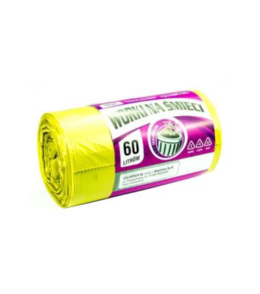 Worki na śmieci 60l LDPE żółte 20