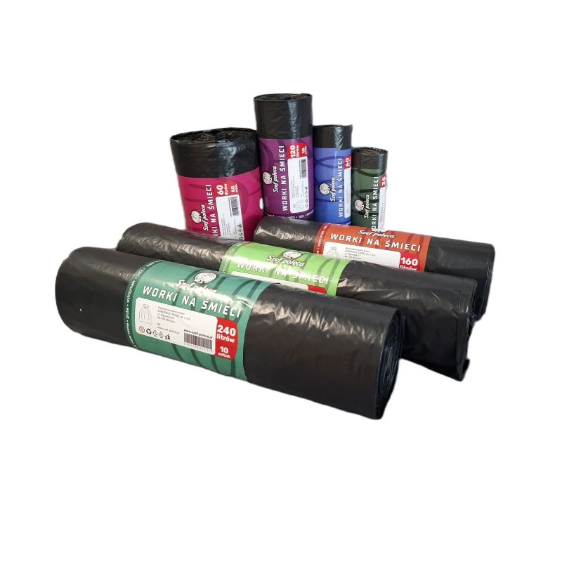 Worki na śmieci 60l LDPE czarne Szef Poleca 10szt