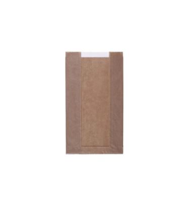 Torebka fałdowa z okienkiem 10x6,5x59cm brązowa a'1000