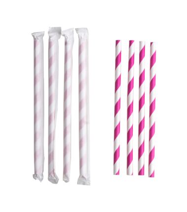 Słomki papierowe 8x197mm shake kolorowe w papierku 200szt