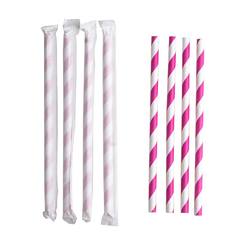 Słomki papierowe 8x197mm shake kolorowe w papierku 200szt