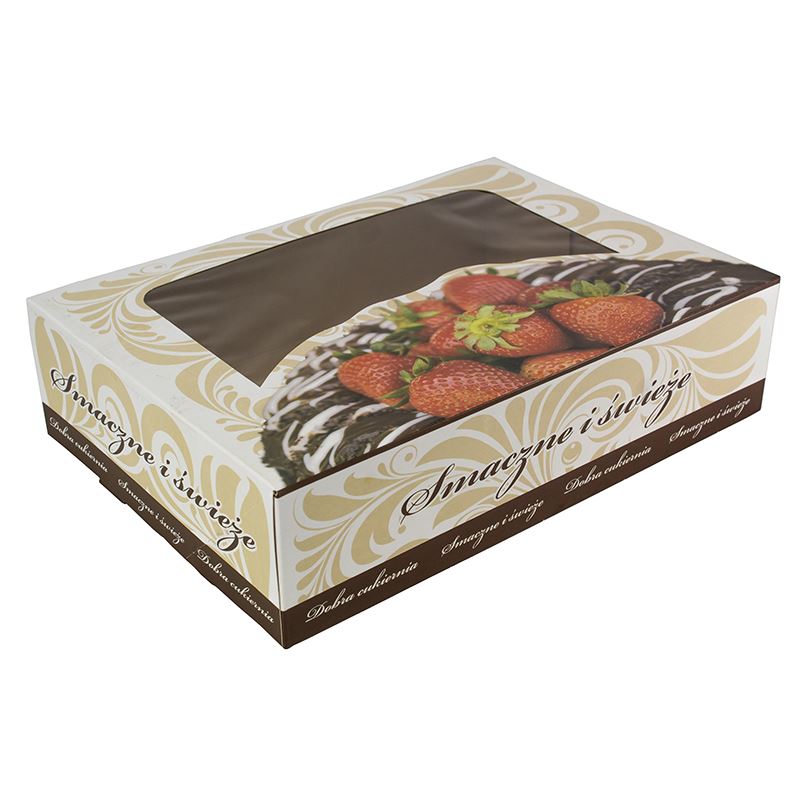 Pudełko cukiernicze nadruk z oknem 310x220x80mm Ornament 50szt