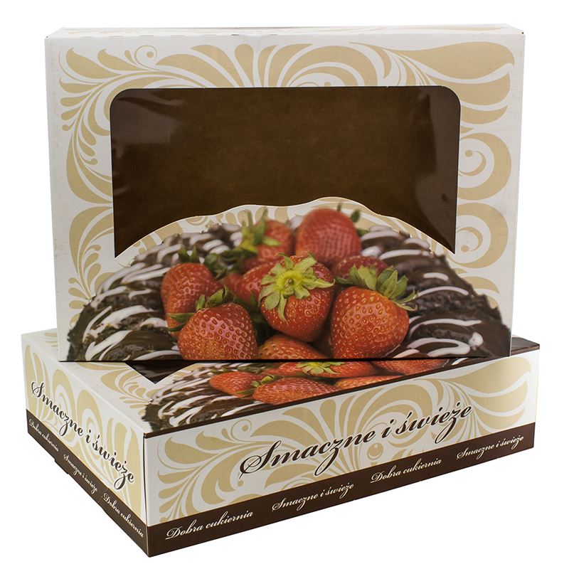 Pudełko cukiernicze nadruk z oknem 310x220x80mm Ornament 50szt