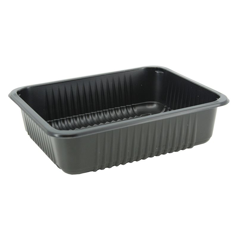 Pojemnik do zgrzewu 227x178x60 czarny 1-dzielny żebrowany 320szt
