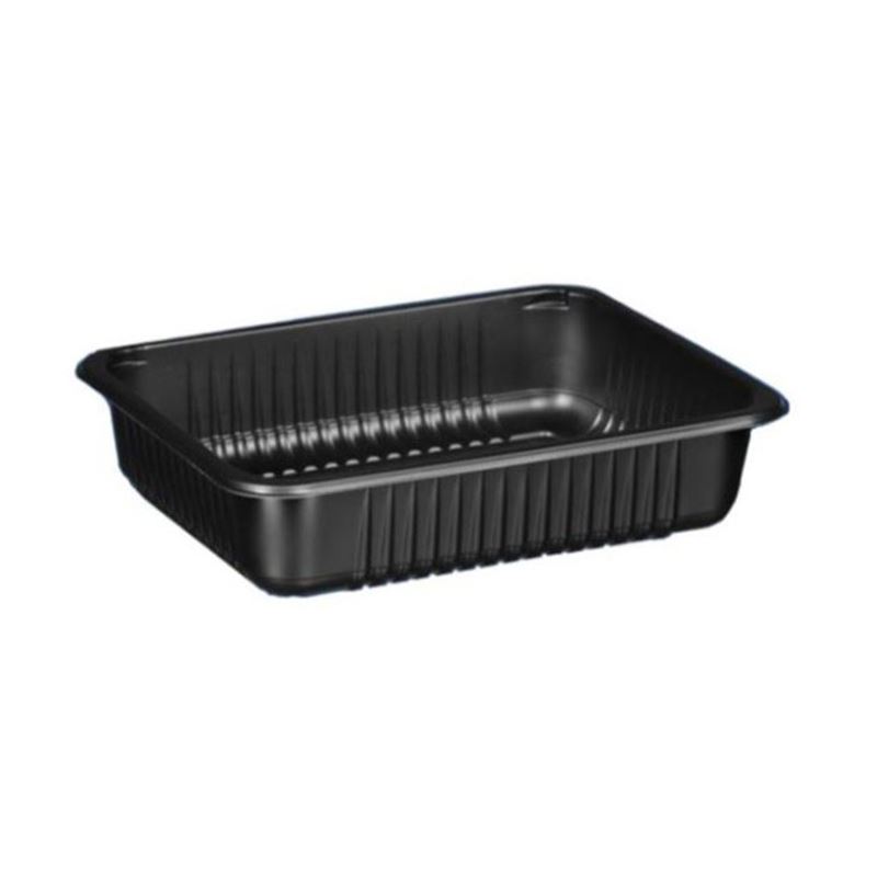 Pojemnik do zgrzewu 227x178x50 czarny 1-dzielny żebrowany 320szt