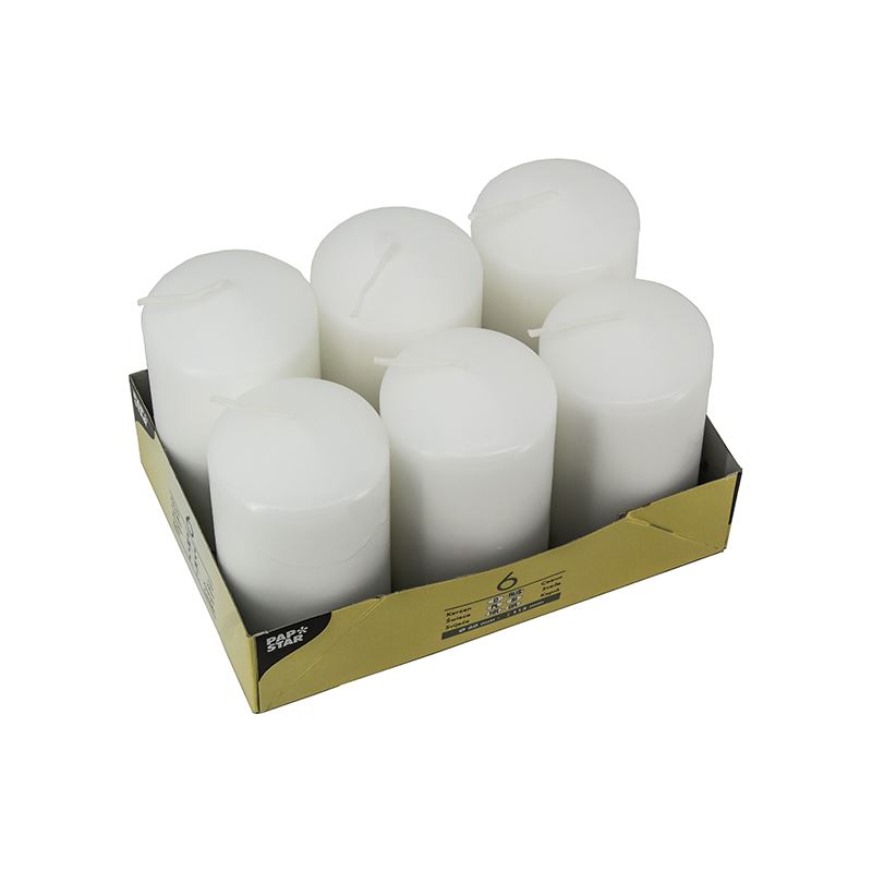 Świece pieńkowe białe 60 mm wys. 115 mm 6szt