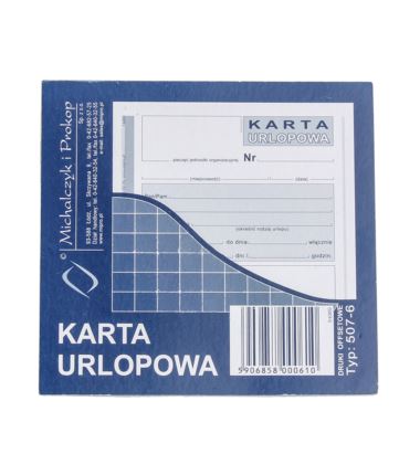 Druk karta urlopowa