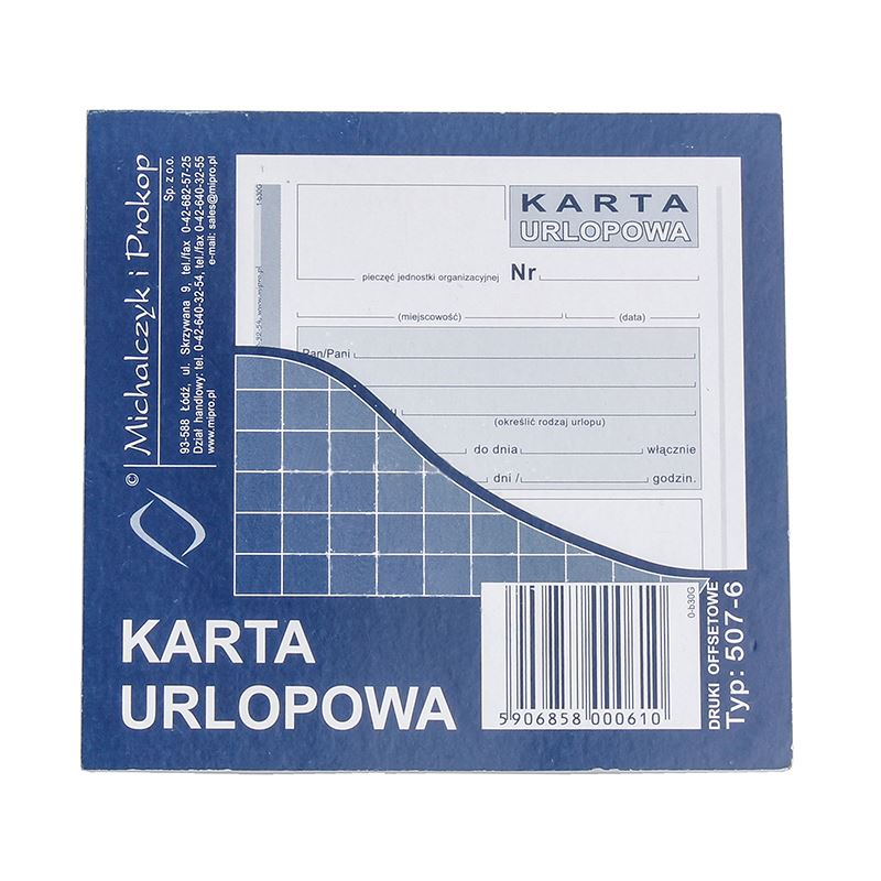 Druk karta urlopowa