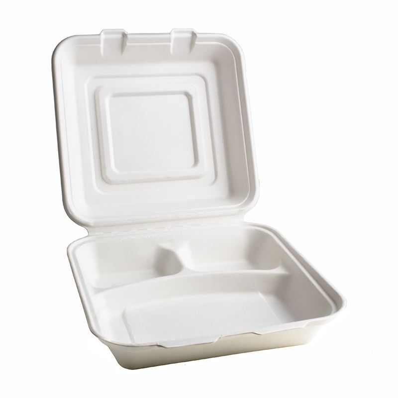 Menu box trzykomorowe opakowanie z trzciny cukrowej 240x240x80 25szt