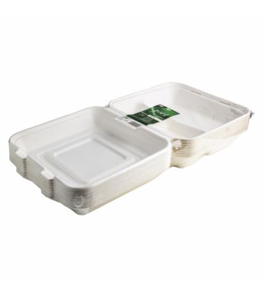 Menu box trzykomorowe opakowanie z trzciny cukrowej 240x240x80 25szt