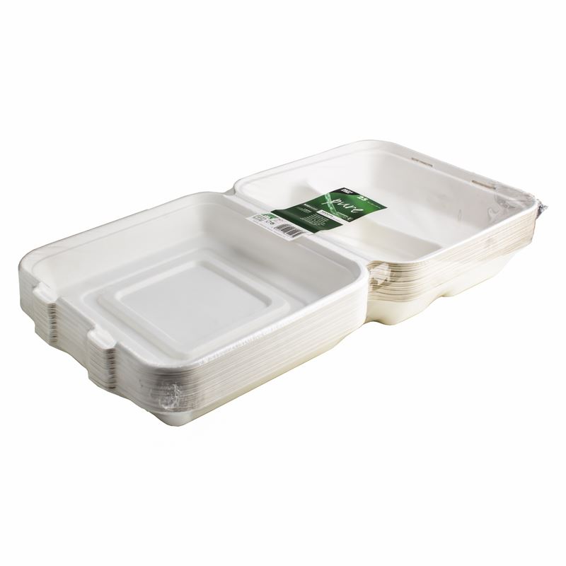 Menu box trzykomorowe opakowanie z trzciny cukrowej 240x240x80 25szt