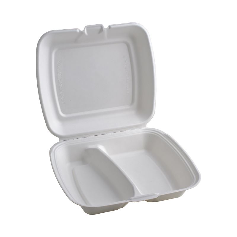 Menu box dwukomorowe opakowanie z trzciny cukrowej 230x205x40 50szt