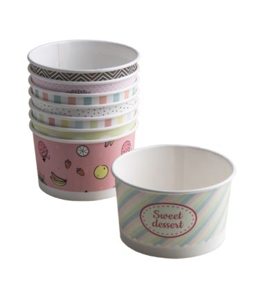 Miseczka papierowa na lody 245ml pastele 25szt