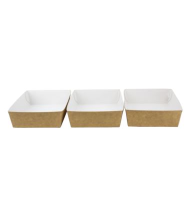 Tacka tekturowa na przekąski brązowo-biała 1240x140x35mm 100szt