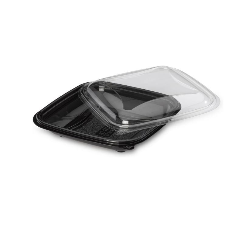 Pojemnik zamykany czarny + przykrywka RPET 370ml CR0370Nl 80szt