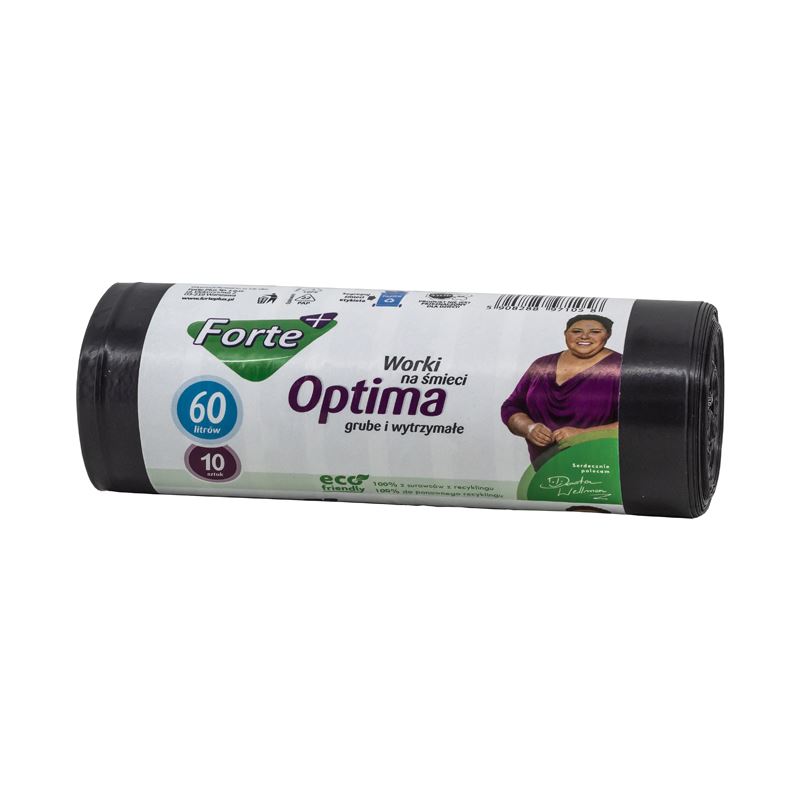 Worki na śmieci Forte+ Optima 60l LDPE czarne 10szt