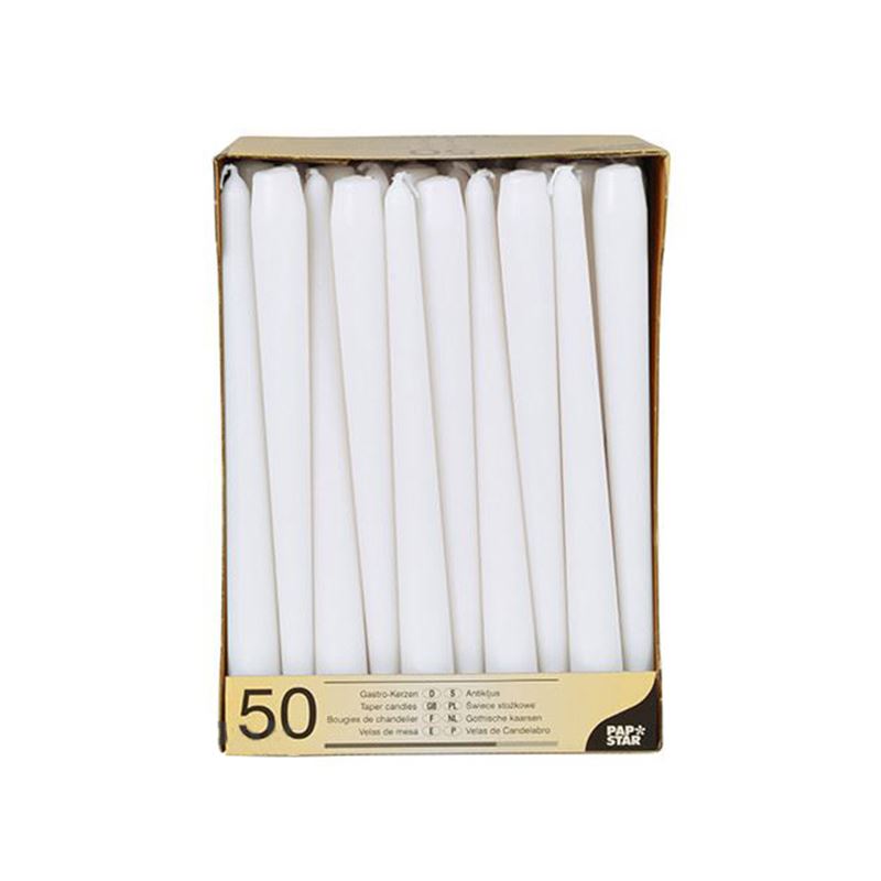 Świece stożkowe białe 25 cm 50szt