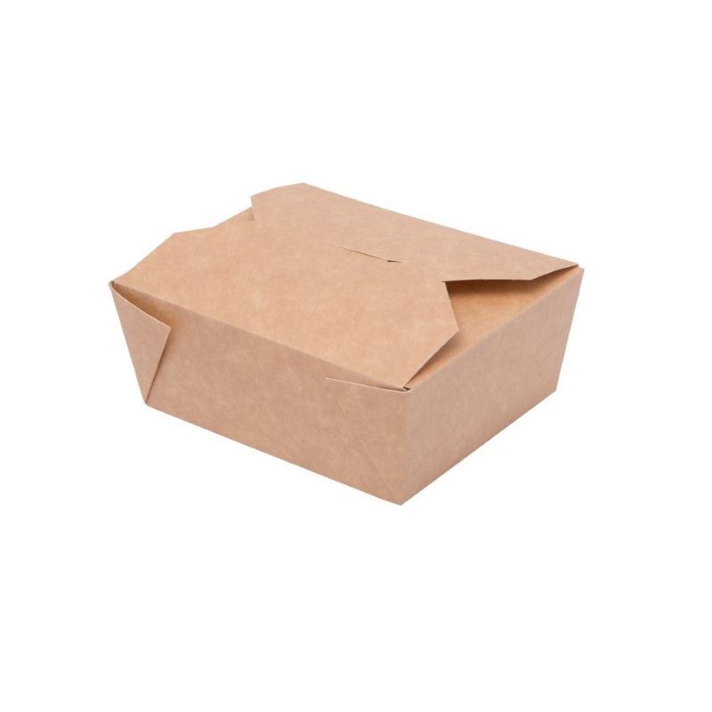 Lunch box do dań na wynos 110x90x60mm z niebielonego papieru kraft 600ml 40szt