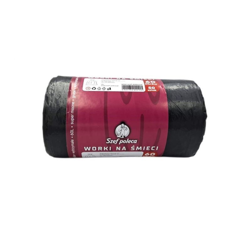 Worki na śmieci 60l LDPE czarne Szef Poleca 50szt