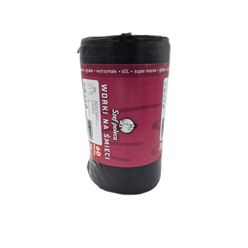 Worki na śmieci 60l LDPE czarne Szef Poleca 50szt