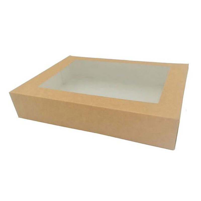 Pudełko cukiernicze z okienkiem brąz kraft 320x320x50 50szt