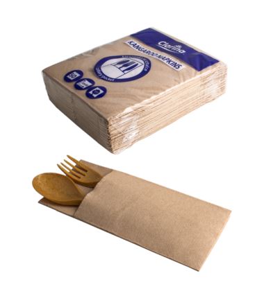 Etui na sztućce kraft "KANGUREK" serwetka 2W 100szt
