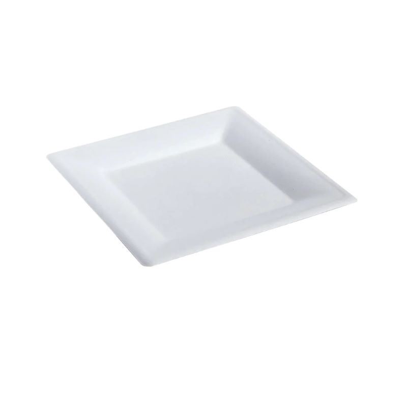 Talerz z trzciny cukrowej 15x15cm biały kwadrat 50szt