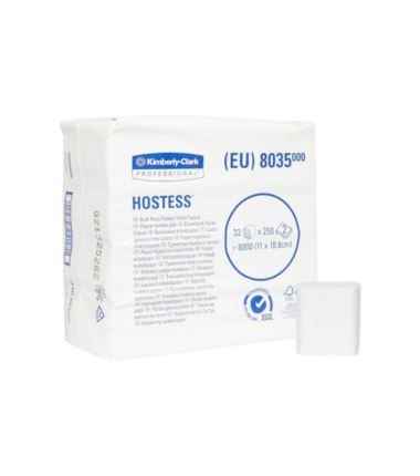 Papier toaletowy Hostess listki biały 2-warstwowy 8035 8000szt