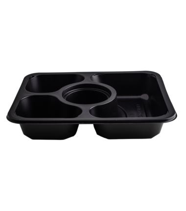 Pojemnik do zgrzewu 227x178x40 czarny 4-dzielny 320szt