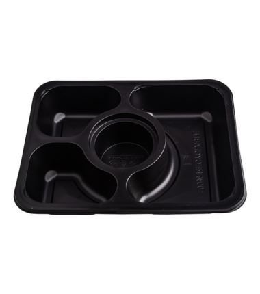 Pojemnik do zgrzewu 227x178x40 czarny 4-dzielny 320szt