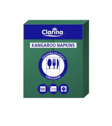 Etui na sztućce ciemna zieleń "KANGUREK" serwetka 2W 50szt